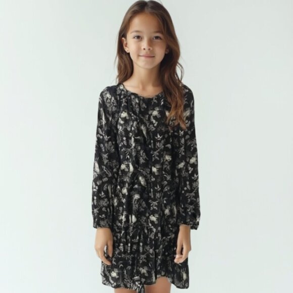 ❤️ H&M Floral Black and Cream girl Dress 5T - Picture 1 of 9